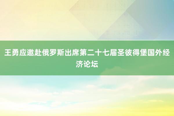 王勇应邀赴俄罗斯出席第二十七届圣彼得堡国外经济论坛