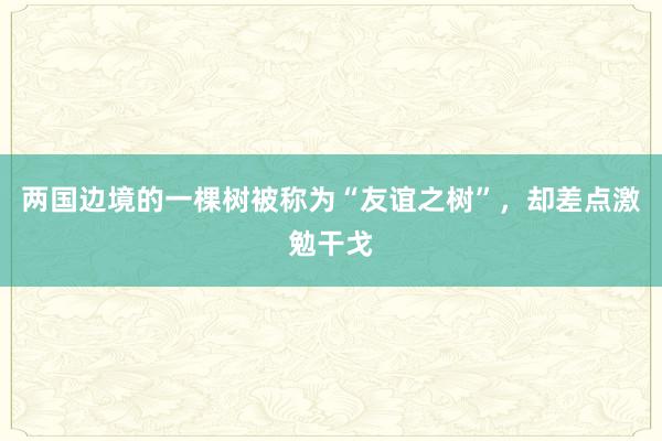 两国边境的一棵树被称为“友谊之树”，却差点激勉干戈