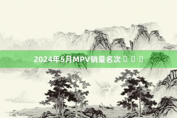 2024年5月MPV销量名次 ​​​