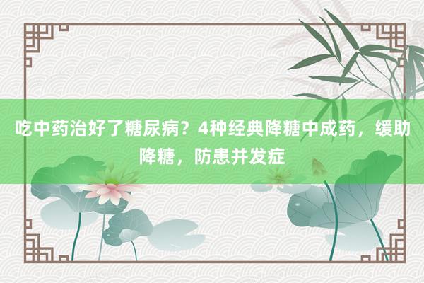 吃中药治好了糖尿病？4种经典降糖中成药，缓助降糖，防患并发症