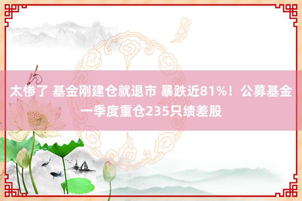 太惨了 基金刚建仓就退市 暴跌近81%！公募基金一季度重仓235只绩差股