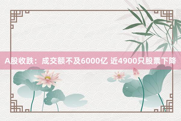 A股收跌：成交额不及6000亿 近4900只股票下降