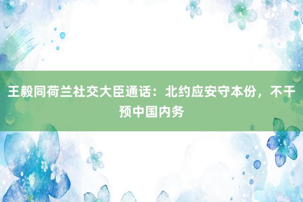 王毅同荷兰社交大臣通话：北约应安守本份，不干预中国内务