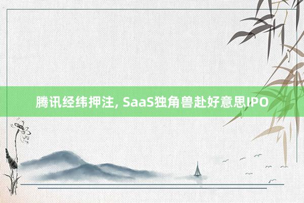 腾讯经纬押注, SaaS独角兽赴好意思IPO