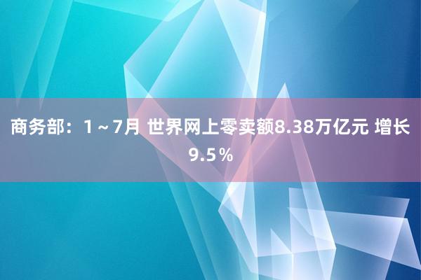 商务部：1～7月 世界网上零卖额8.38万亿元 增长9.5％