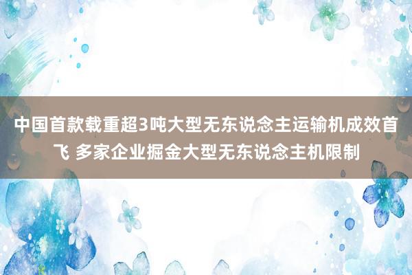 中国首款载重超3吨大型无东说念主运输机成效首飞 多家企业掘金大型无东说念主机限制