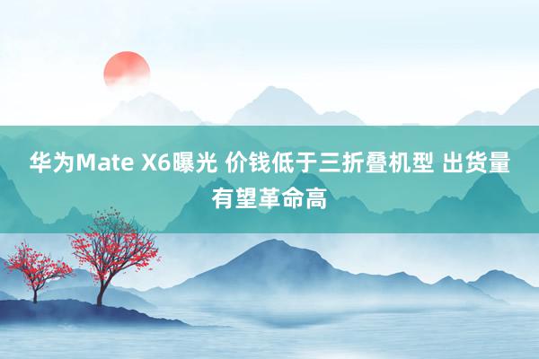 华为Mate X6曝光 价钱低于三折叠机型 出货量有望革命高