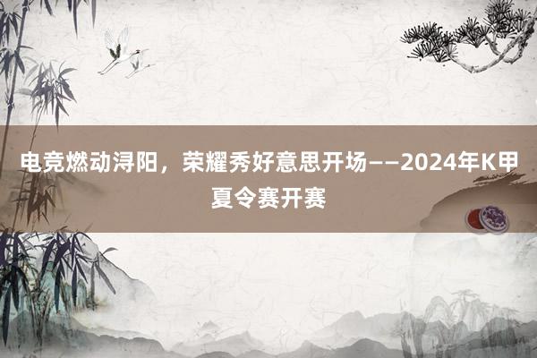 电竞燃动浔阳，荣耀秀好意思开场——2024年K甲夏令赛开赛