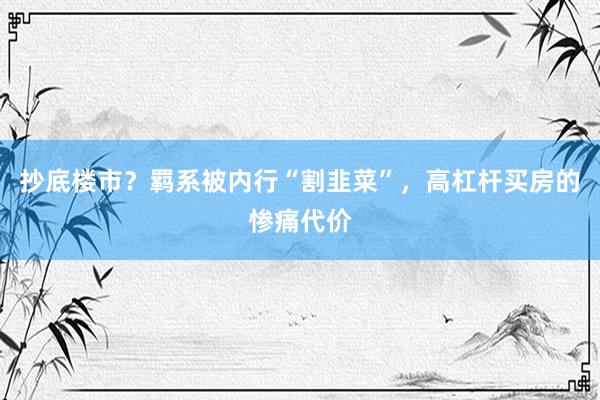 抄底楼市？羁系被内行“割韭菜”，高杠杆买房的惨痛代价