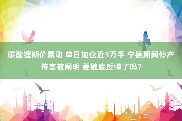 碳酸锂期价暴动 单日加仓近3万手 宁德期间停产传言被阐明 要触底反弹了吗？